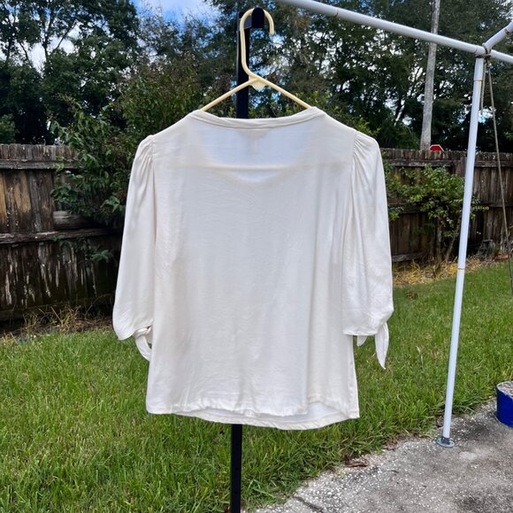 Rebecca Taylor Pale Pink Silk Viscose Puff Sleeve Top Size M - Picture 2 of 7